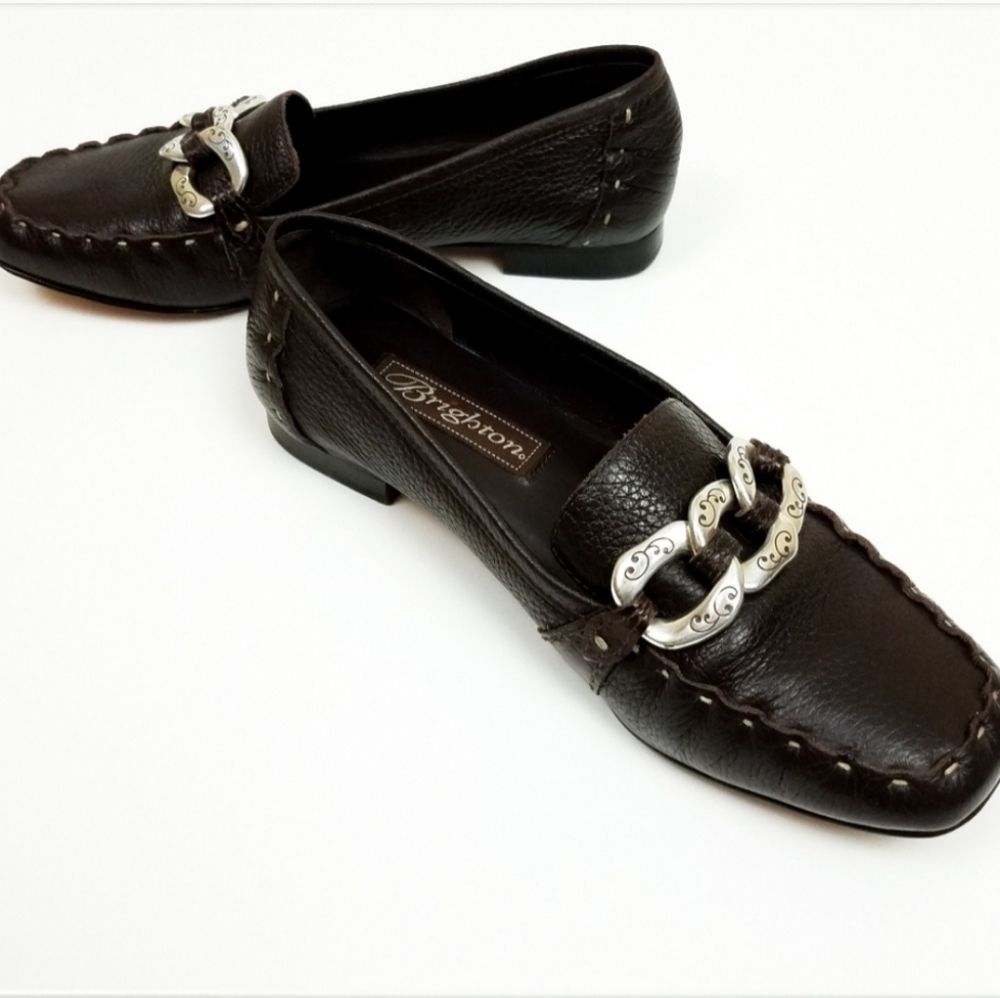 Brighton Klee Brown Leather Chain Loafer